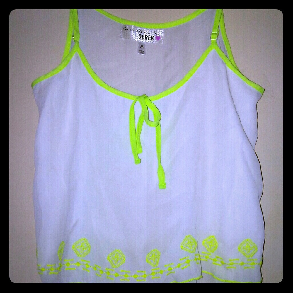NWOT- White/Bright Yellow Strapless Summer tank